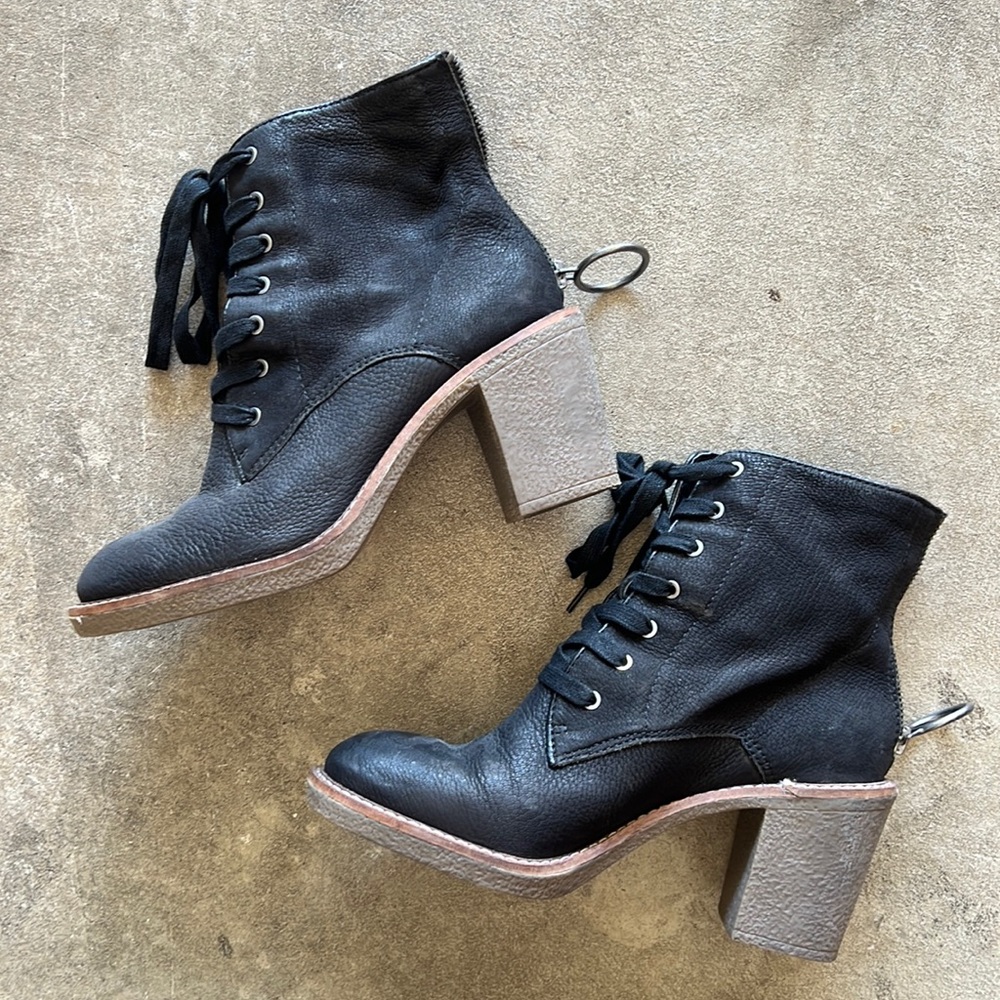 Lucky Brand lace-up block bootie